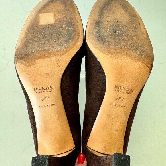 Vintage Prada Brown Suede Pumps - Picture 5 of 7
